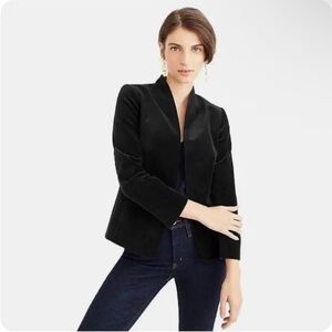 J. Crew Going Out Blazer in Stretch Velvet Black size 4 open front